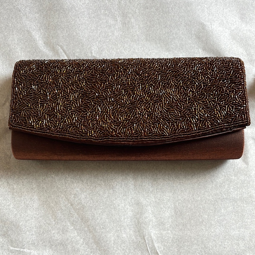 Brown/Chocolate Flap Beaded Evening Bag NWT